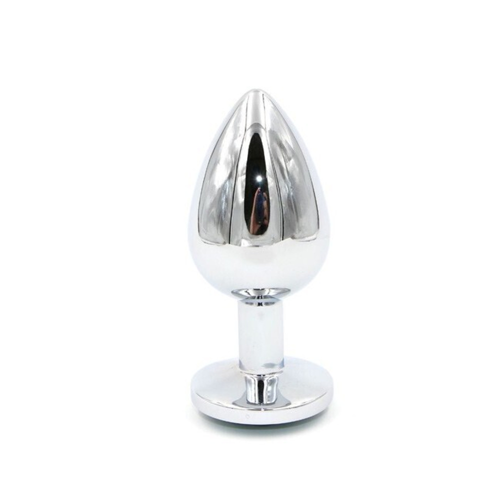 Анальная пробка металлическая серебристая с оранжевым кристаллом Onjoy Metal Plug Silver Small (Цвет: оранжевый)