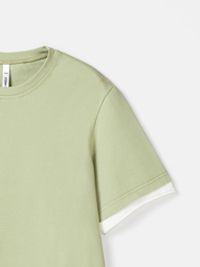 Футболка с контрастной отделкой "Шалфей" 7+