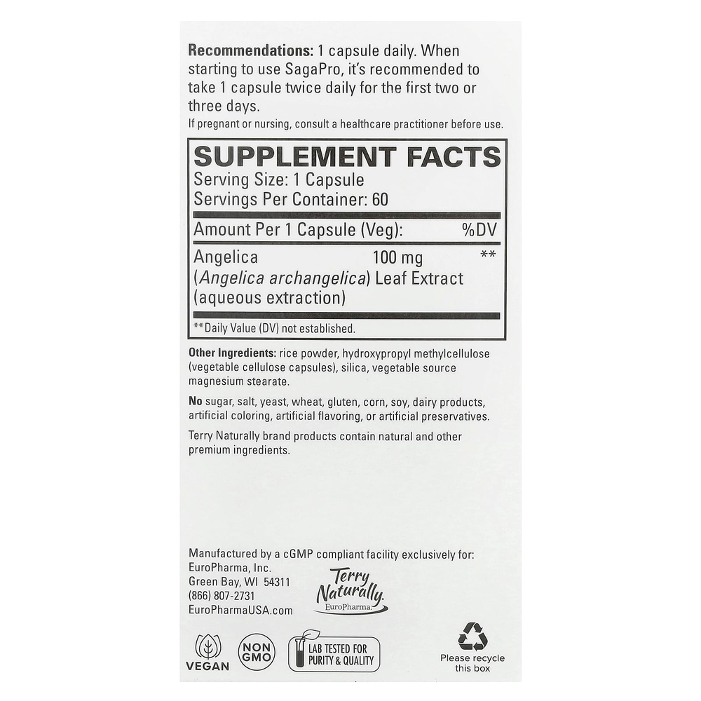 Terry Naturally, SagaPro®, здоровье мочевого пузыря, для мужчин и женщин, 60 капсул (100 мг на капсулу)