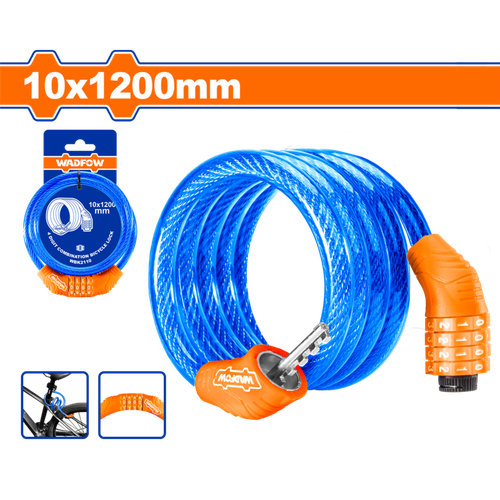 Велосипедный замок 10х1200 мм (12/36) WADFOW WBK2110