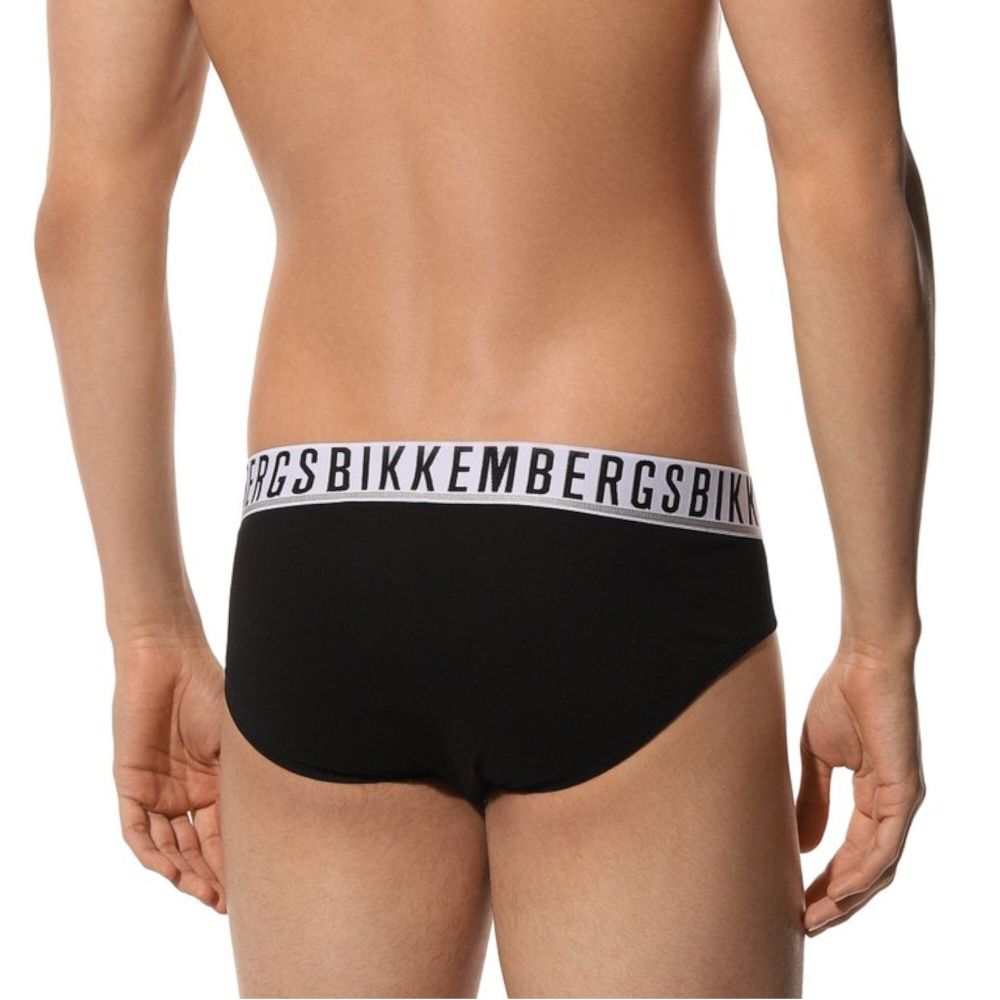 Мужские трусы брифы черные набор 2 в 1 Bikkembergs ESSENTIAL BKK1USP01BI/2