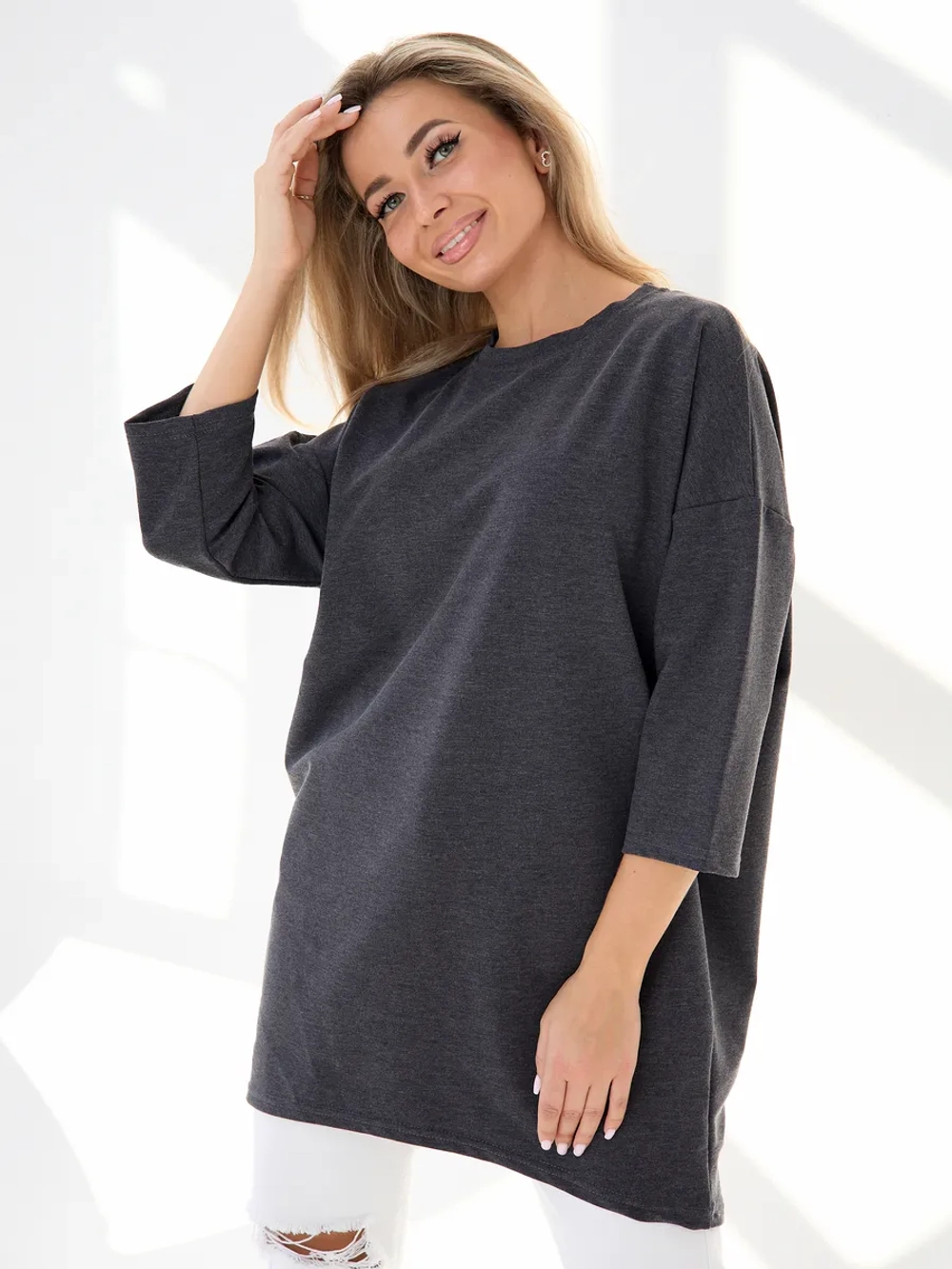 Кофта оверсайз больших размеров теплая туника