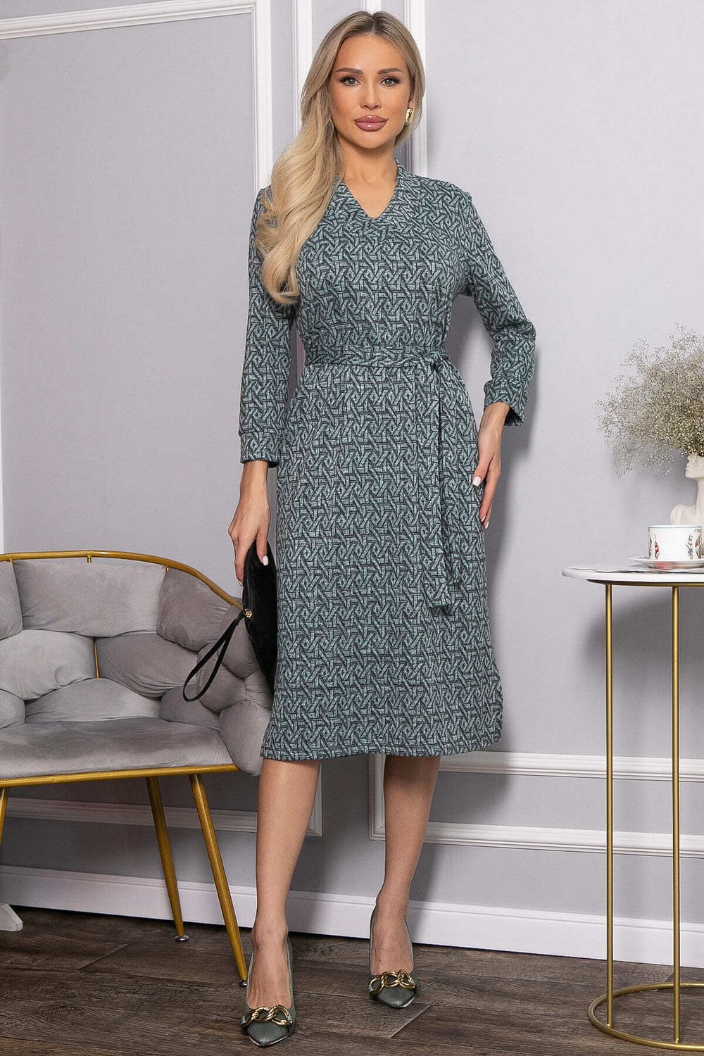 Платье с поясом Лаконичный стиль (мятное) П14518-19М LT Collection