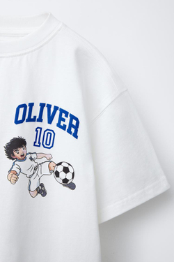 ZARA ФУТБОЛКА С ПРИНТОМ OLIVER Y BENJI © CAMPEONES, БЕЛЫЙ