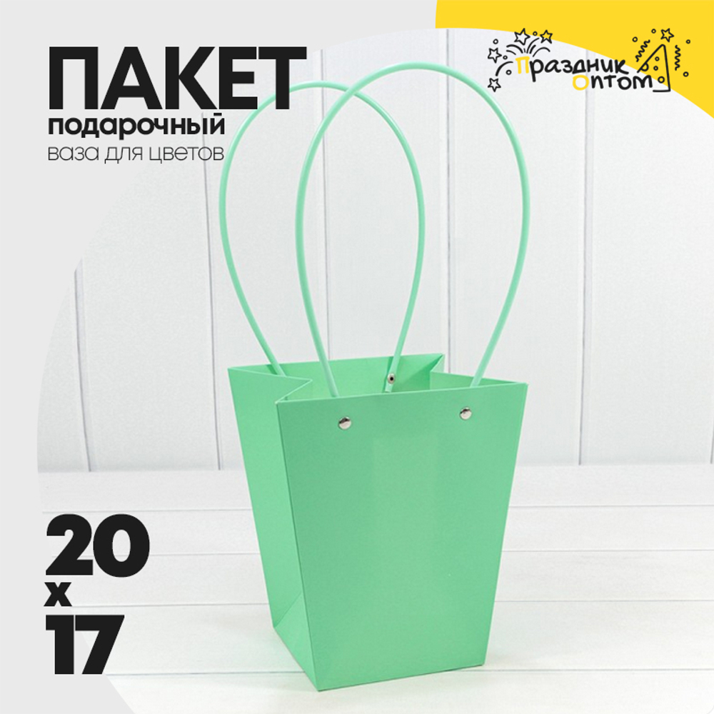 Пакет подарочный 20х17х12 Ваза для цветов (Тиффани)