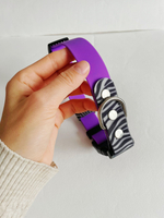 Ошейник из биотана , 25 мм ширина , фиолетовый и зебра . 35-55 см