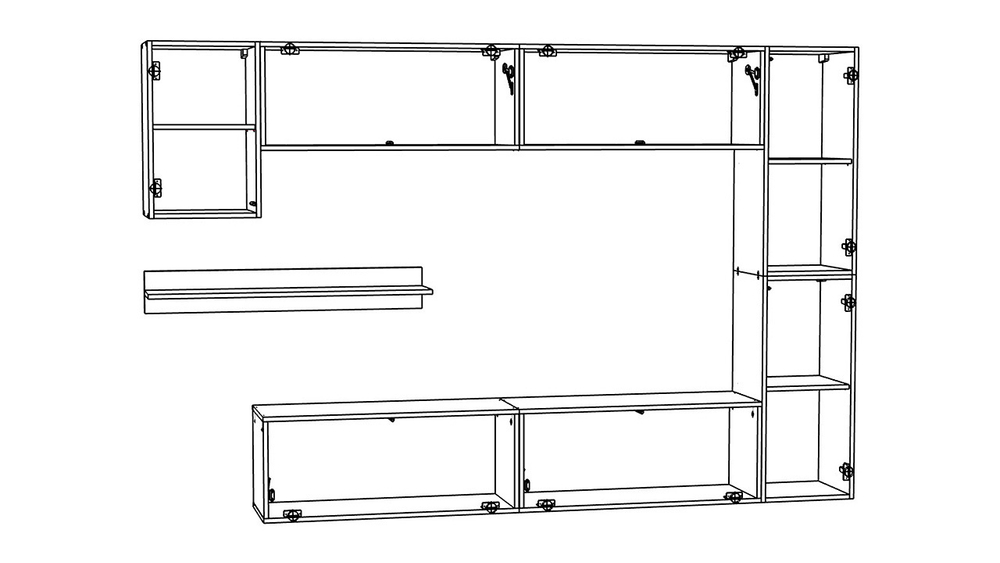 Гостиная 7 Белый Фасадный 0101 256*35*166 см, Белый   Фиеста