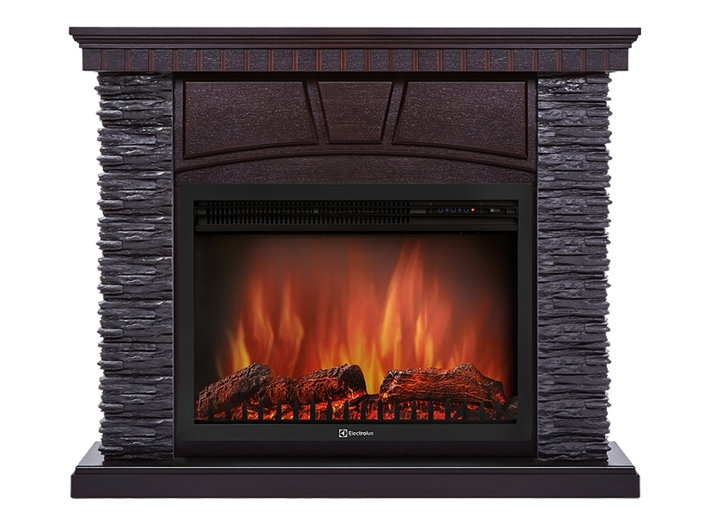 Портал Firelight Porto 30U (угловой) камень черный, шпон венге