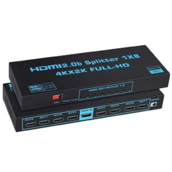 Разветвители и преобразователи видеосигнала ORIENT HSP0108HL-2.0, HDMI разветвитель 1-&gt;8, UHD 4K / 60Гц (3840x2160), HDR10, HDMI 2.0b, 18 Гбит / с, HDCP 2.2, EDID управление, внешний БП 5В / 3А, метал.корпус (33254)