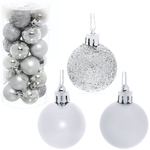 Новогодние шары 4 см-набор 24шт. "Микс фактур" серебро
