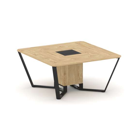 Steel Meet Стол переговорный квадратный KM-PR.B.SP-08 Тиквуд Светлый/Графит Глянец/Металл Черный 160