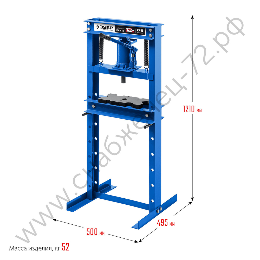 ЗУБР ПГД-12, 12 т, гидравлический пресс с домкратом и возвратными пружинами, Профессионал (43070-12)