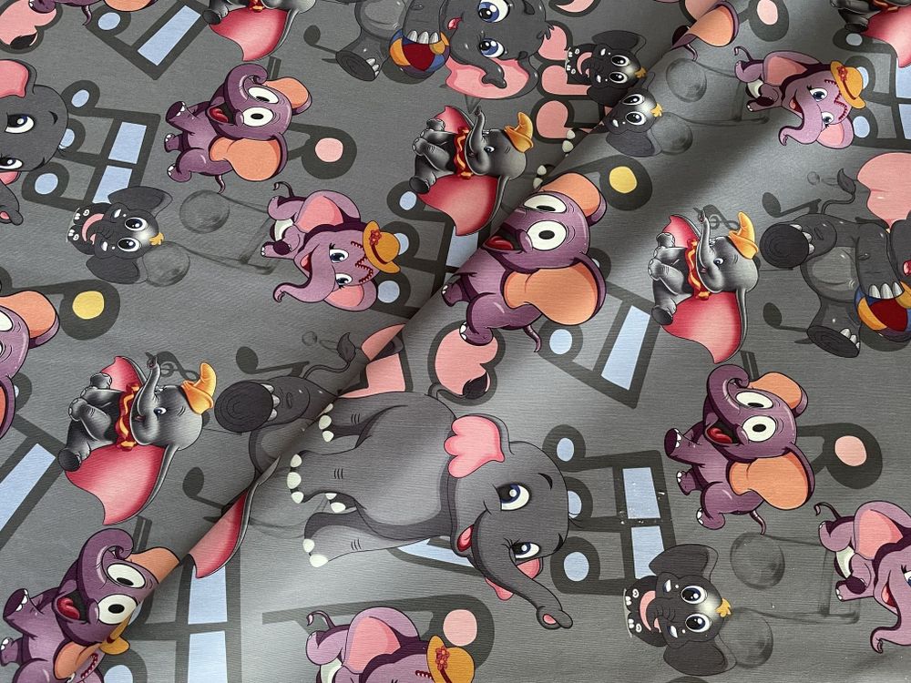 Велюр Слоники 05 серый