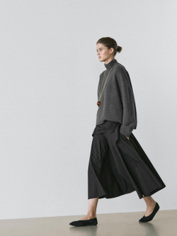 Massimo Dutti Юбка миди с отделкой в ​​виде шарфа, черный