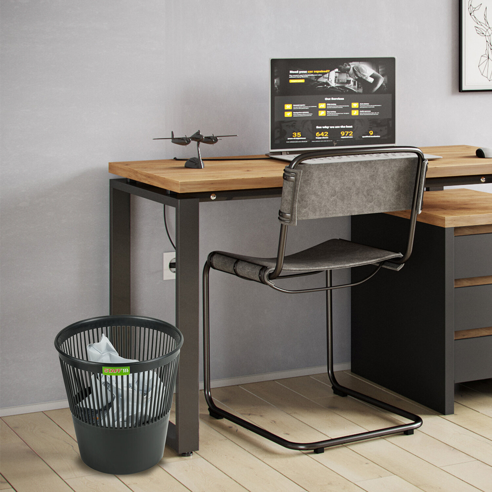Корзина для бумаг STAFF «Basic» ЭКОНОМ, сетчатая, 9 л, черная.
