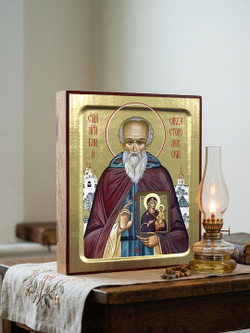 Икона Саввы Сторожевского, преподобного (с иконой) на дереве: 125 х 160 (Синопсисъ)