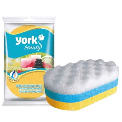 Губка для тела массажная Радуга 14,5*9,5*5см, поролон 18 кг/м3 YORK