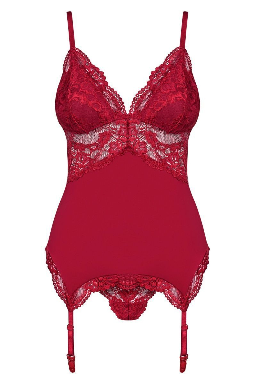 Эластичный корсаж с кружевом (Размер: S-M) (Цвет: малиновый)