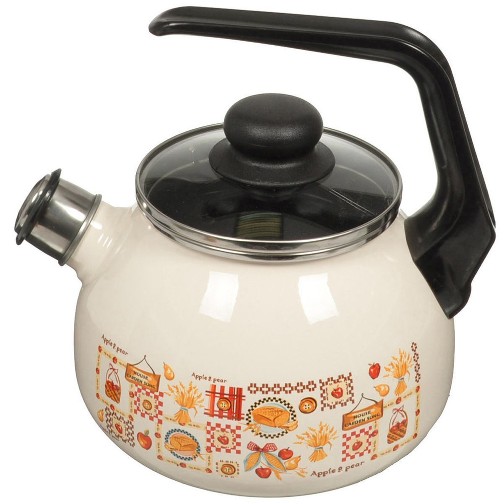 Чайник сталь, эмал, 2 л, свист, руч консоль, СтальЭмаль, Садовая песня, сл кость, 4с210я