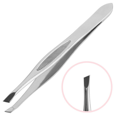 Пинцет для бровей скошенный Steel Y EVABOND