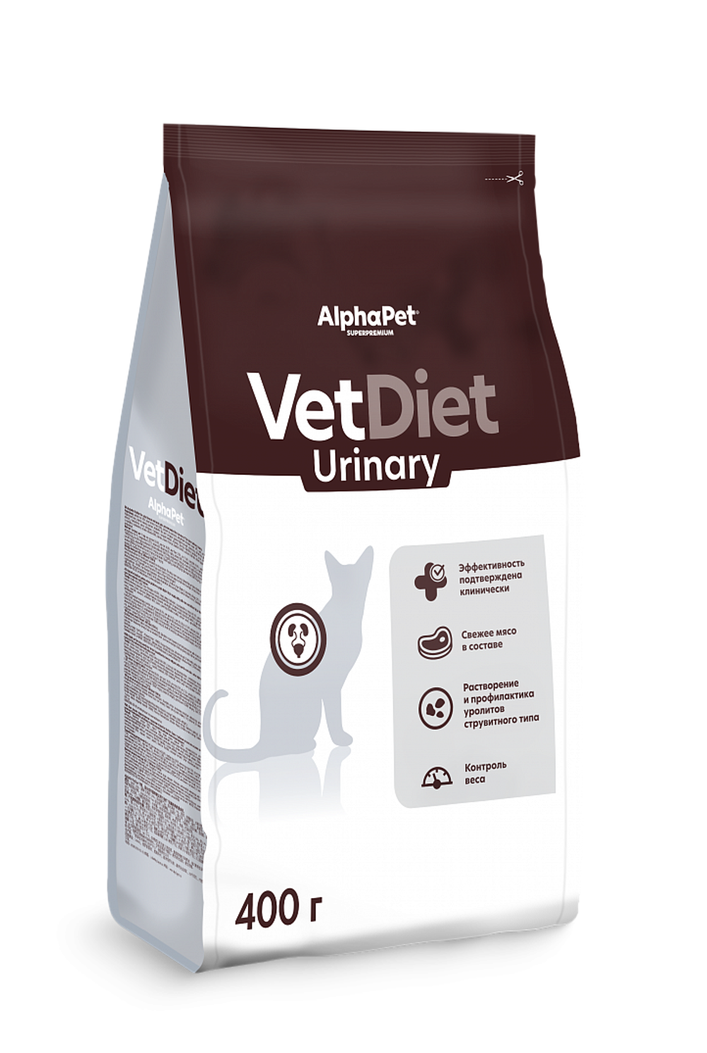 Сухой корм для кошек AlphaPet Vet Diet (АльфаПет) 0,4кг Urinary сухой при заболеваниях нижних отделов мочевыводящих путей