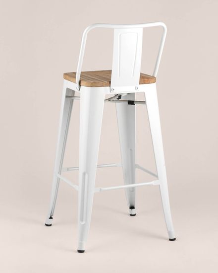 Стул полубарный TOLIX WOOD со спинкой белый глянцевый