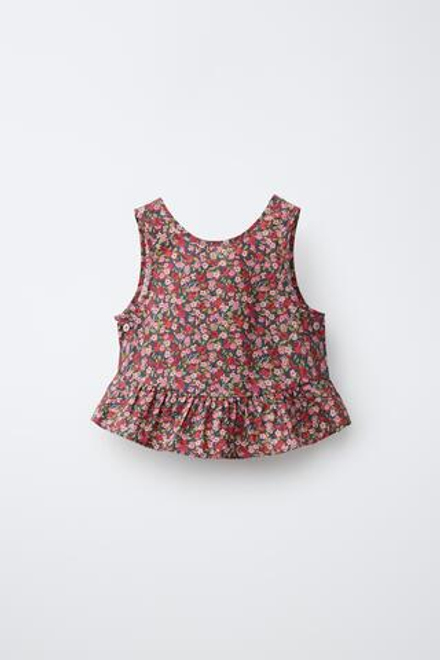 ZARA ТОП С ЦВЕТОЧНЫМ ПРИНТОМ LIBERTY, РОЗОВАТЫЙ