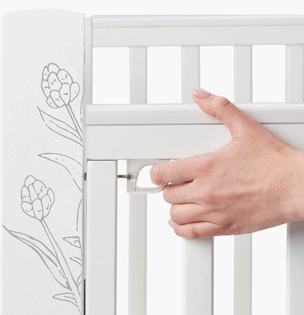 Детская кроватка-трансформер Happy baby Mommy Love в комплекте с расширением 160х70 white