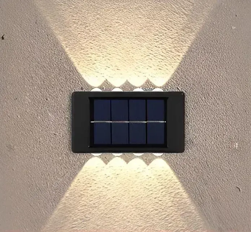 Светильник на солнечной батарее уличный, настенный 8 ламп, в наборе 2 шт