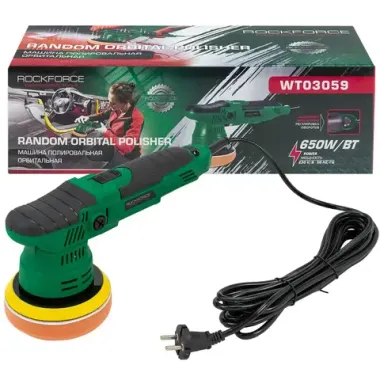 Машина полировальная орбитальная электрическая (230V, 650W, 2000-6800об/мин, диаметр круга - 125мм) RockFORCE RF-WT03059