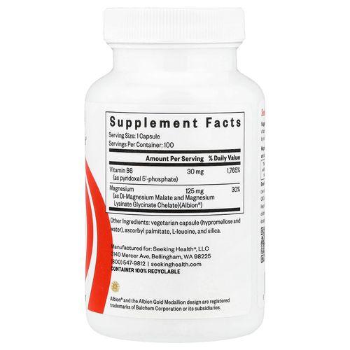 Seeking Health, магний плюс, с витамином B6, 100 капсул
