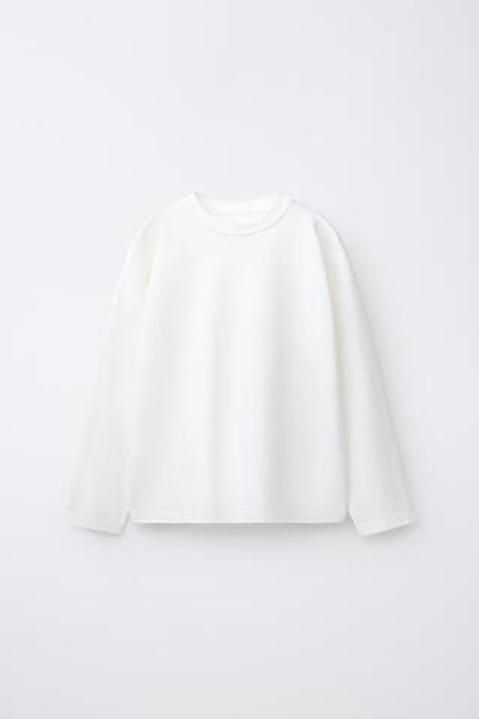 ZARA ОДНОТОННЫЙ ЛОНГСЛИВ, БЕЛЫЙ
