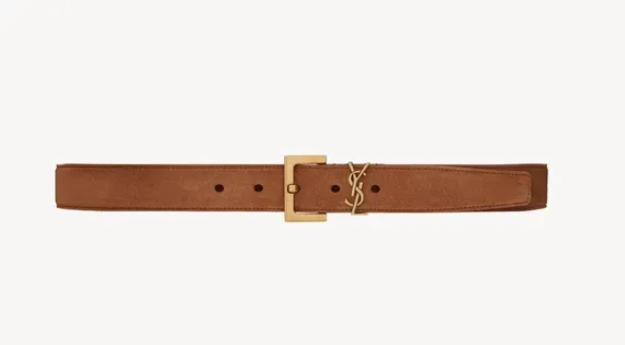 Ремень SAINT LAURENT из замши с пряжкой CASSANDRE