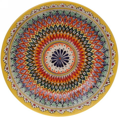 Ляган плоский 42см желтый Риштанская Керамика