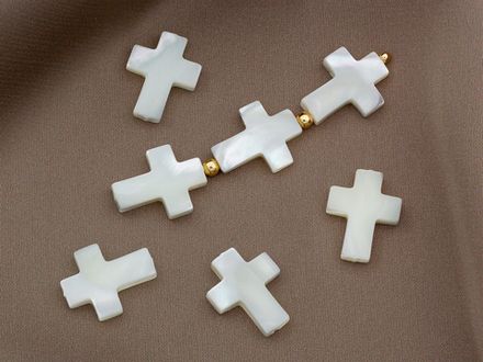 Бусина из перламутра, Крестик 15,5мм (1шт)