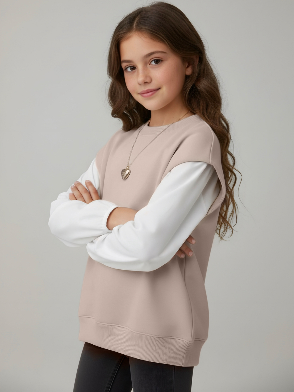 Свитшот-рубашка с эффектом двойки