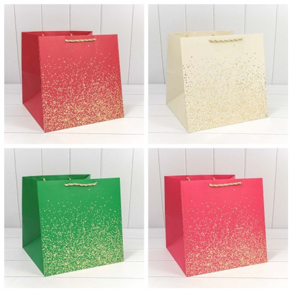 Пакет подарочный 30х30х30см Премиум "Золотые вкрапления" (Микс)