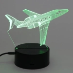 Светильник ночник «3D-Самолёт» на пластиковой подставке, с включателем USB