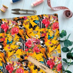 Ткань премиум шифон эклектичный коллаж