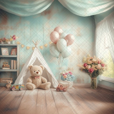 Мишка палатка шарики №2 - фон неопреновый