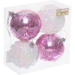 Набор шаров «Метелица» 7 см (в наборе 4 шт), Белый, розовый