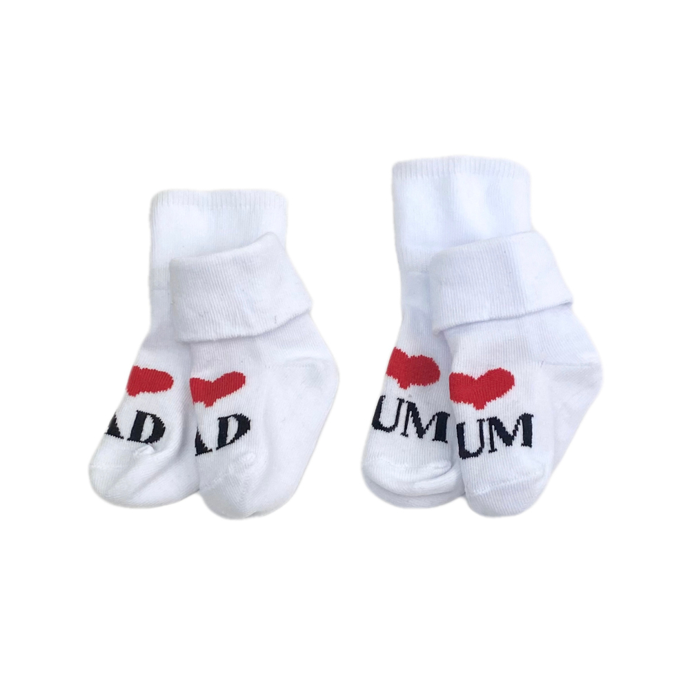 Носочки "I ♡ DAD" "I ♡ MUM" 2 пары