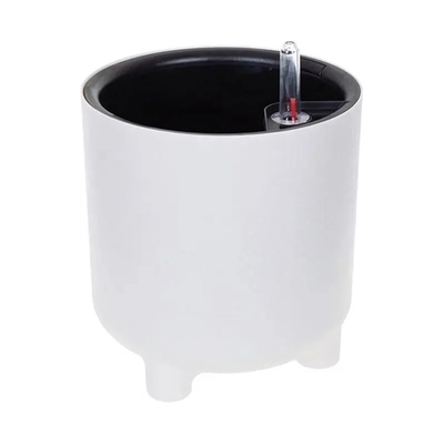 Кашпо ШЭНК D180мм 3,6л с вставкой и с автополивом белый ротанг