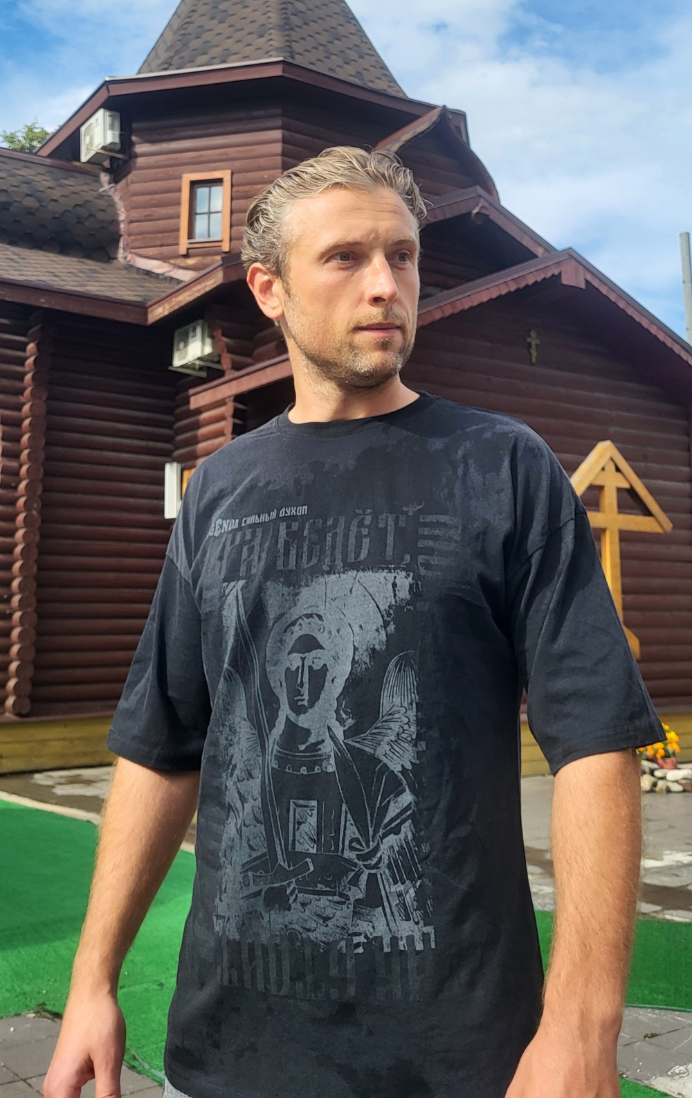 Футболка варёнка Legenda Архангел Михаил черный
