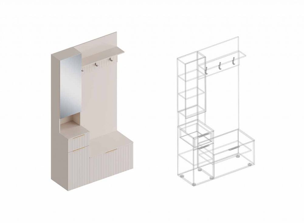 Прихожая с зеркалом "Тефия" 1200 Левая