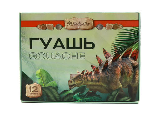 Гуашь ПандаРог Мир Динозавров, 12 цветов по 20 мл, в картонной упаковке
