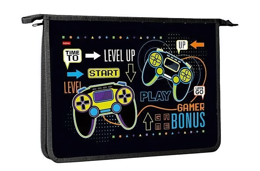 Папка для тетрадей А4ф пластиковая на молнии "Game Time" (Хатбер)
