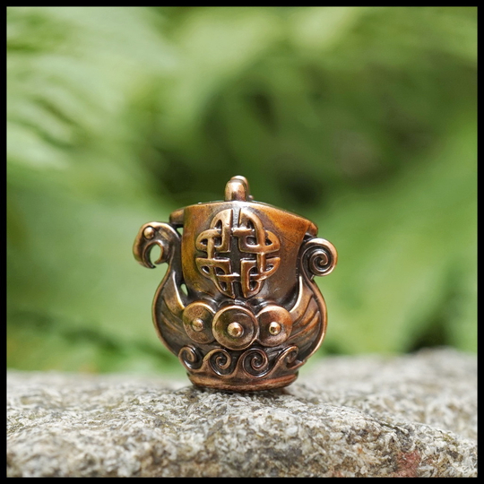 Темлячная бусина "Драккар" для ножей , бронза