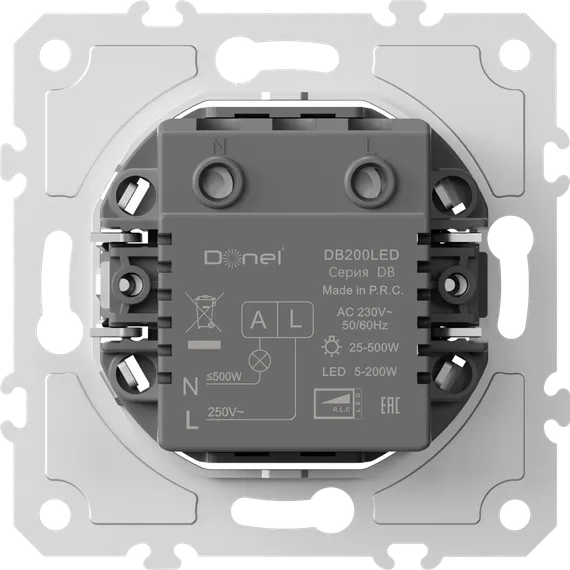 Donel Светорегулятор Triac поворотный, LED 200 Вт.(акт.нагрузка макс.500Вт) ,серия DB