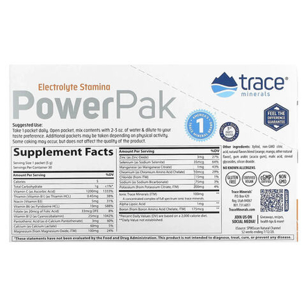 Trace, Power Pak, без сахара, апельсин и манго, 30 пакетиков по 6,1 г (0,22 унции)